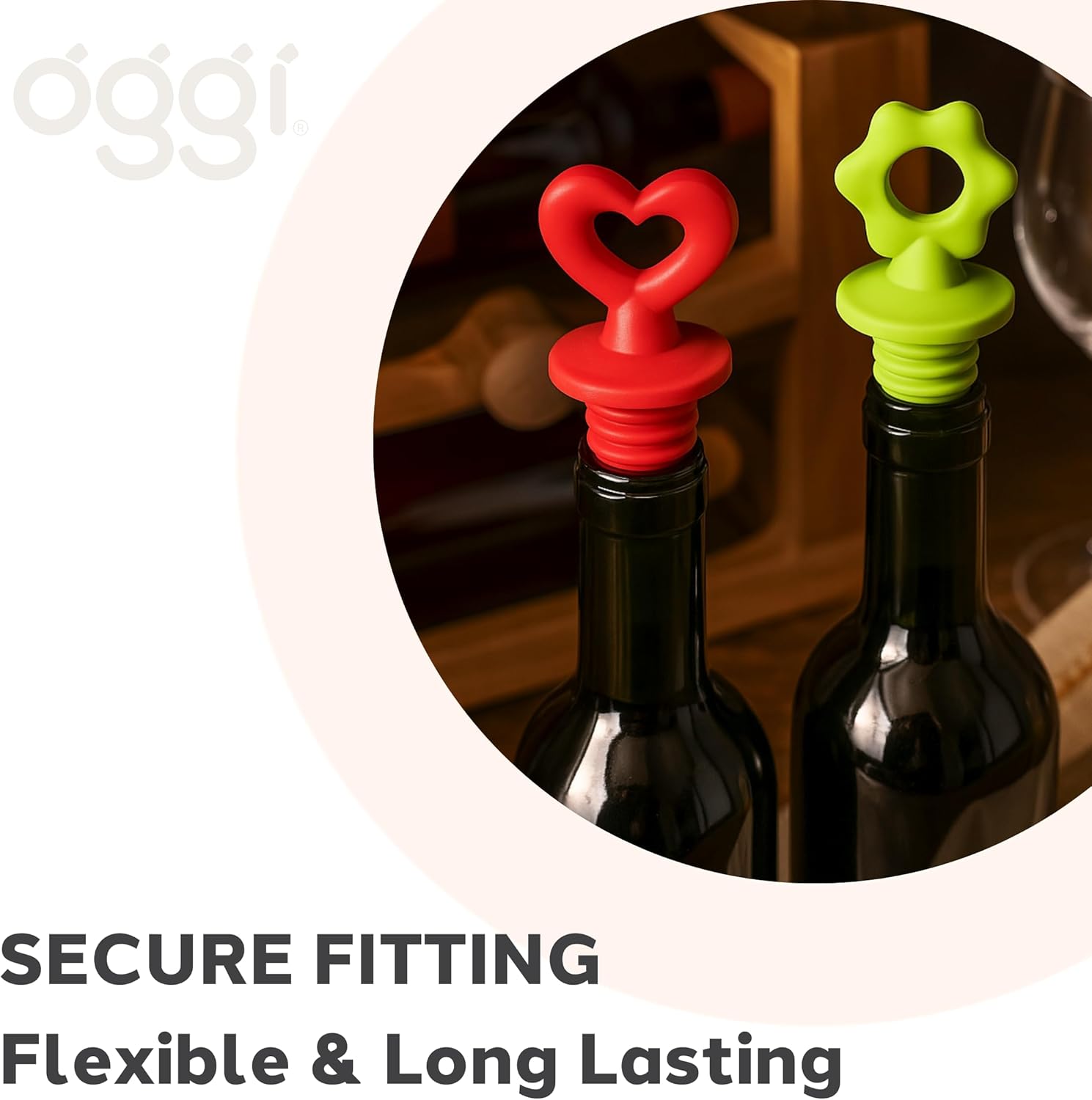 Oggi Set of 2 Stoppers – Heart and Daisy