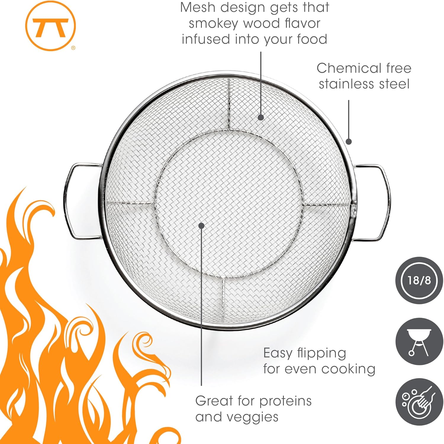 Outset Stainless Steel Round Shallow Grill Basket
