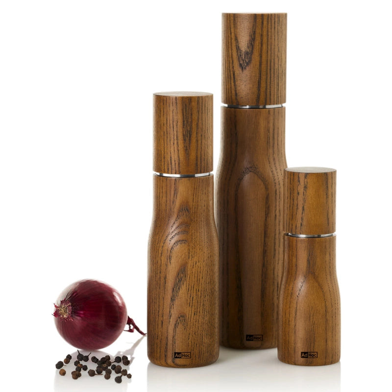 AdHoc Levo Salt & Pepper Mill – Nut Brown Ash Wood – 10.6" / 27 cm