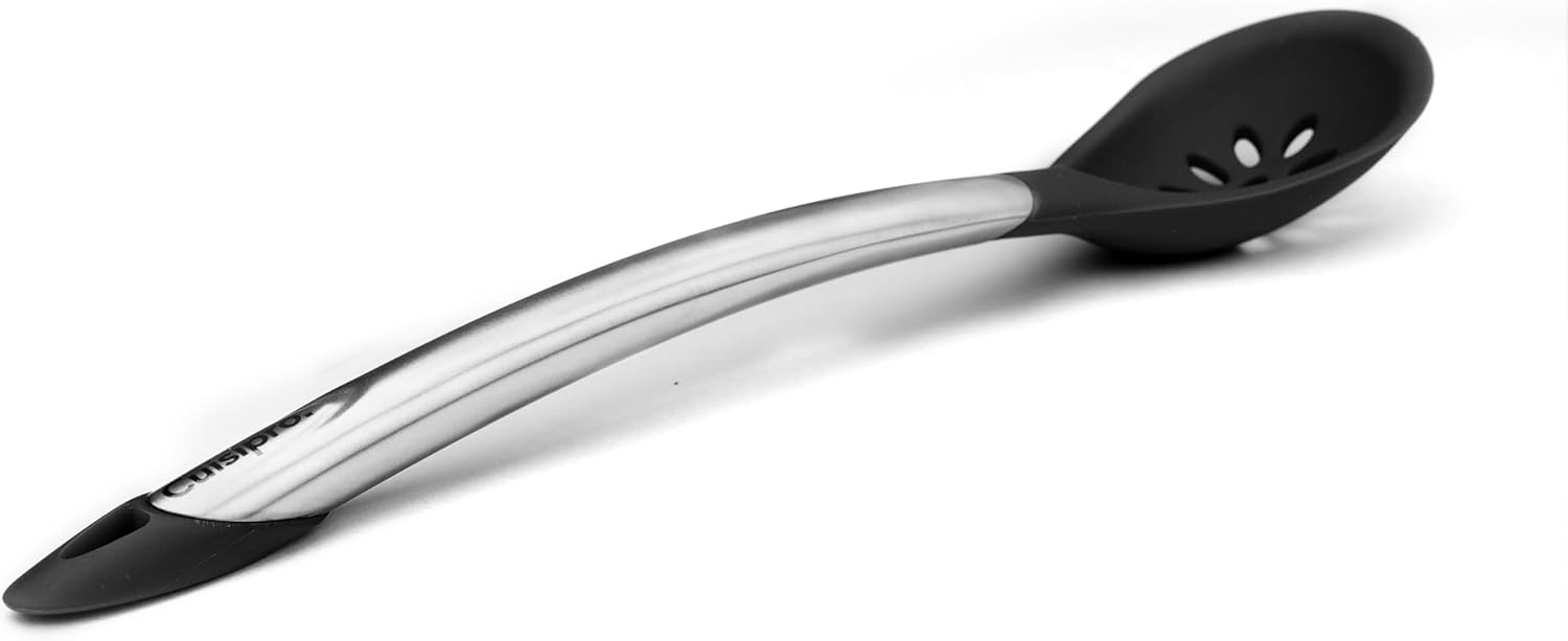 Cuisipro Silicone Slotted Spoon – 12" / 30.5 cm – Black (LFGB Silicone) Cuisipro by Kitchen Niche