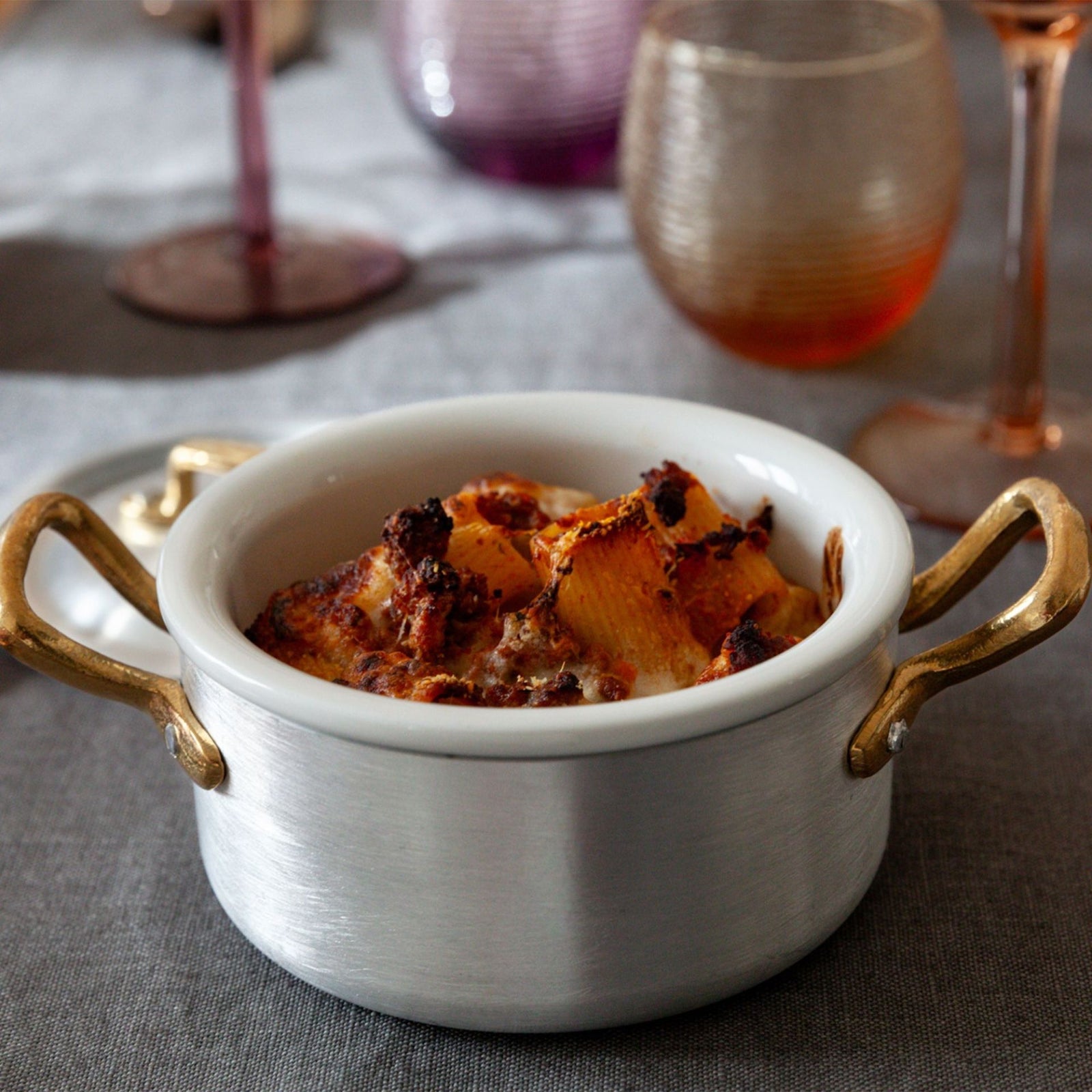 Marcato Mini Premium 2-Handle Casserole Set with Porcelain Insert & Lid - 12 cm