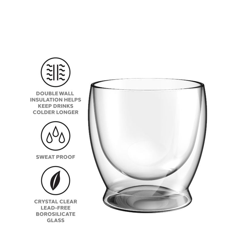 Oggi Set of 2 Double-Wall Whiskey Glasses
