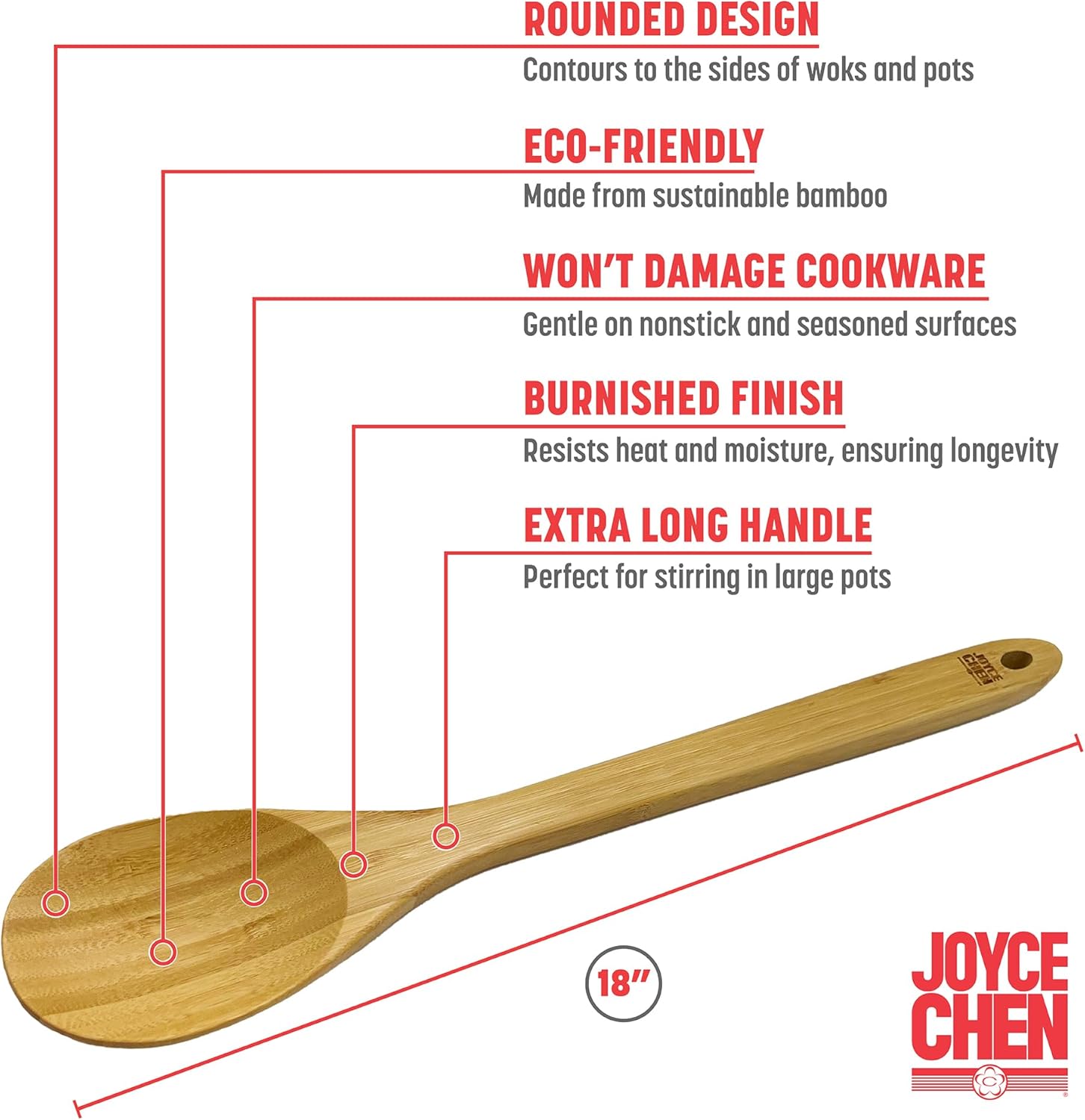 Joyce Chen Burnished Bamboo Mixing Spoon – 18"