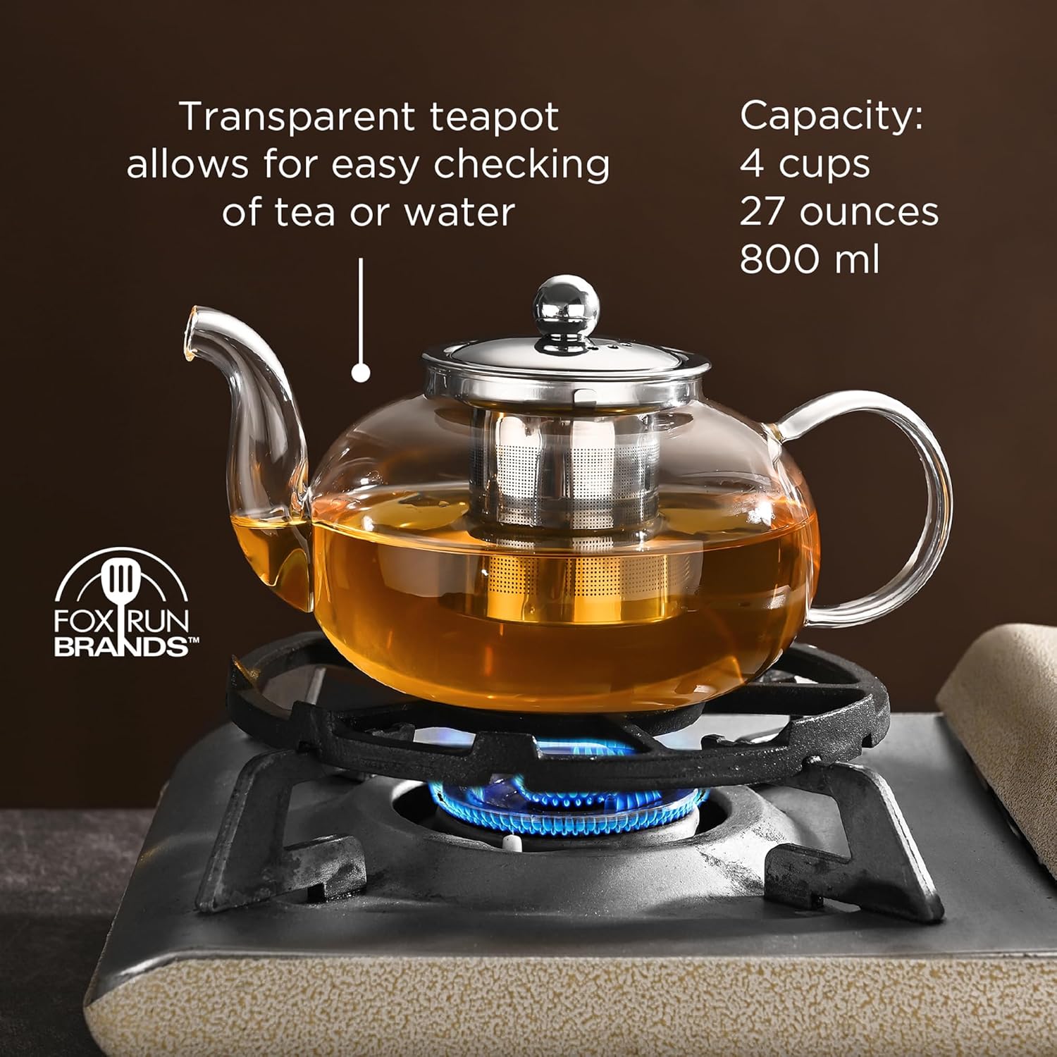 Fox Run Glass Teapot with Stainless Steel Infuser
