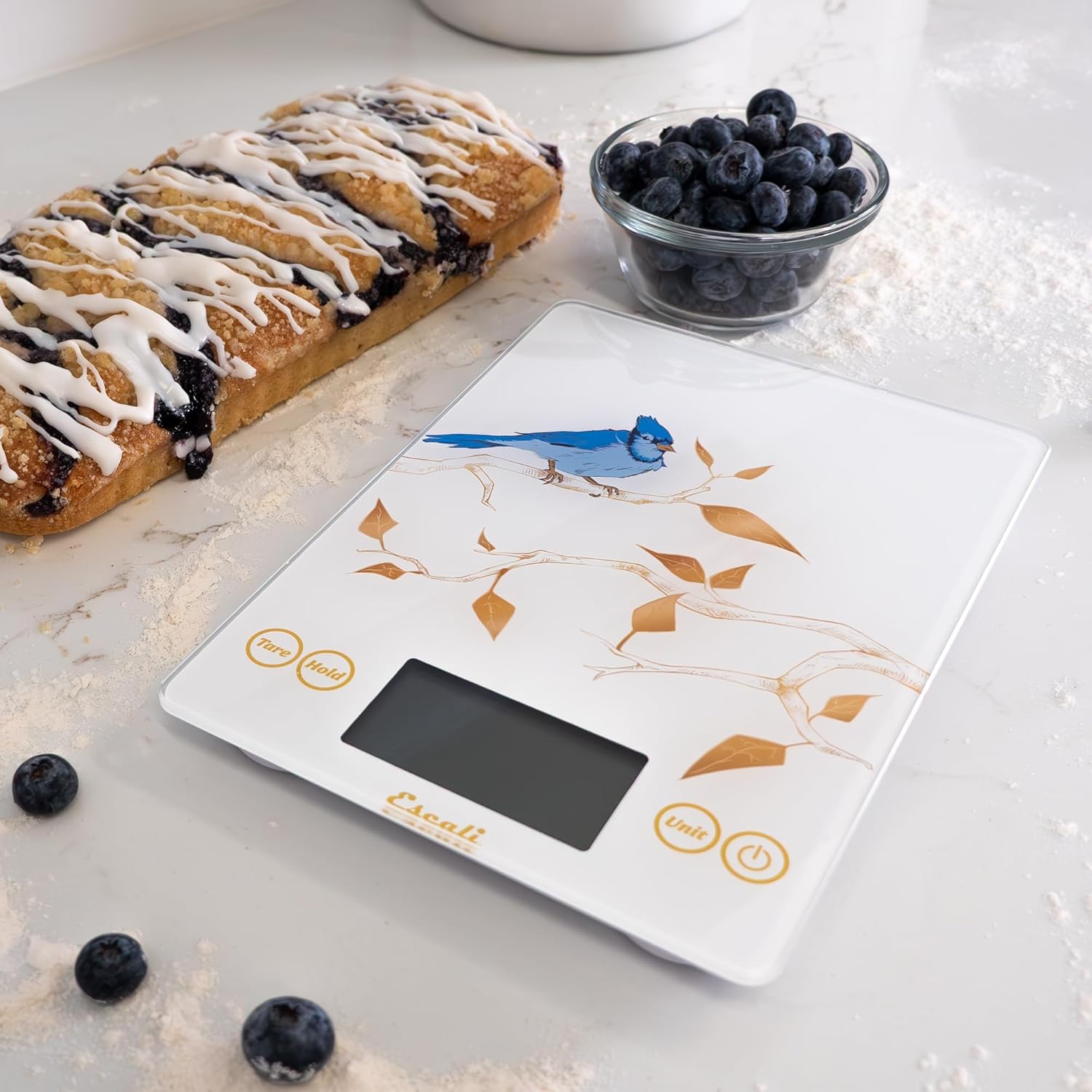 Escali Arti Blue Jay Glass Digital Scale – White