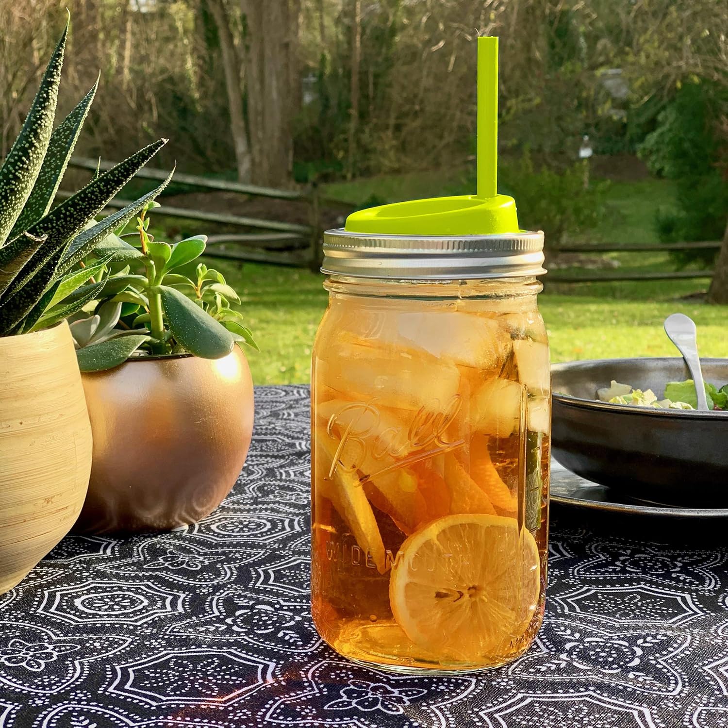 Jarware Lid and Straw Set Green