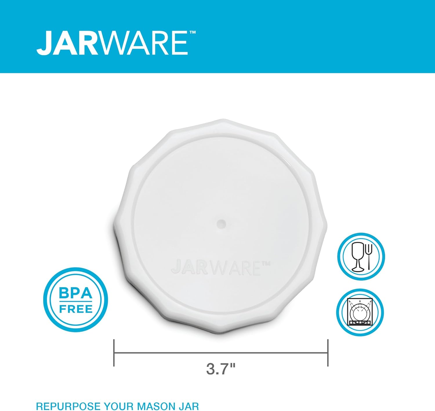 Jarware White Mason Jar Lids Set of 4
