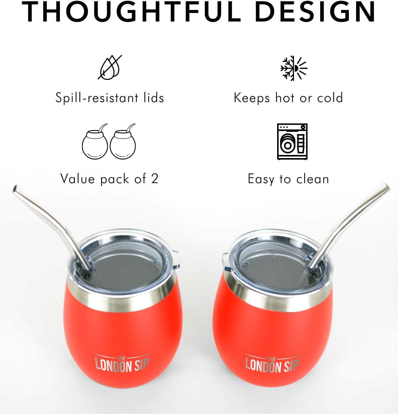 London Sip Yerba Mate Cup 2-Pack Set – Orange – 8 oz