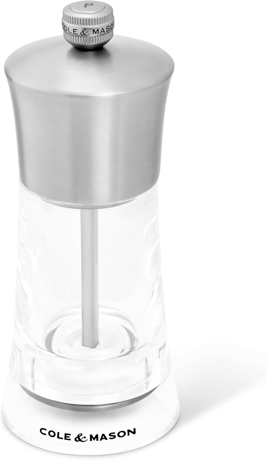 Cole & Mason Bromley Pepper Mill – Acrylic & Stainless Steel – 6" / 15 cm