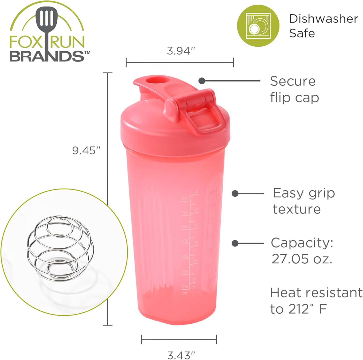 Fox Run 28 oz Pink Blending Bottle