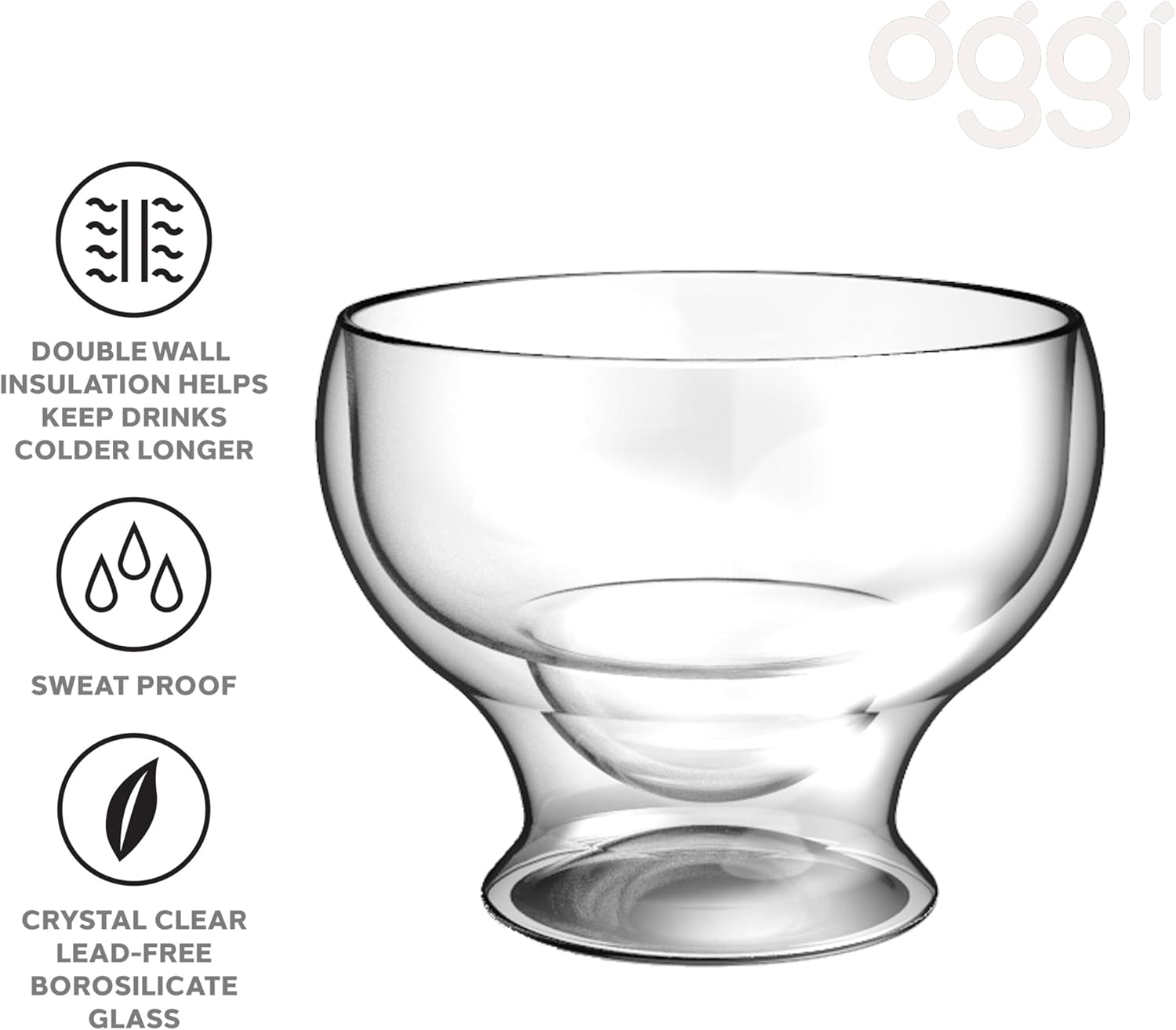 Oggi Set of 2 Double-Wall Margarita Glasses – 300 ml