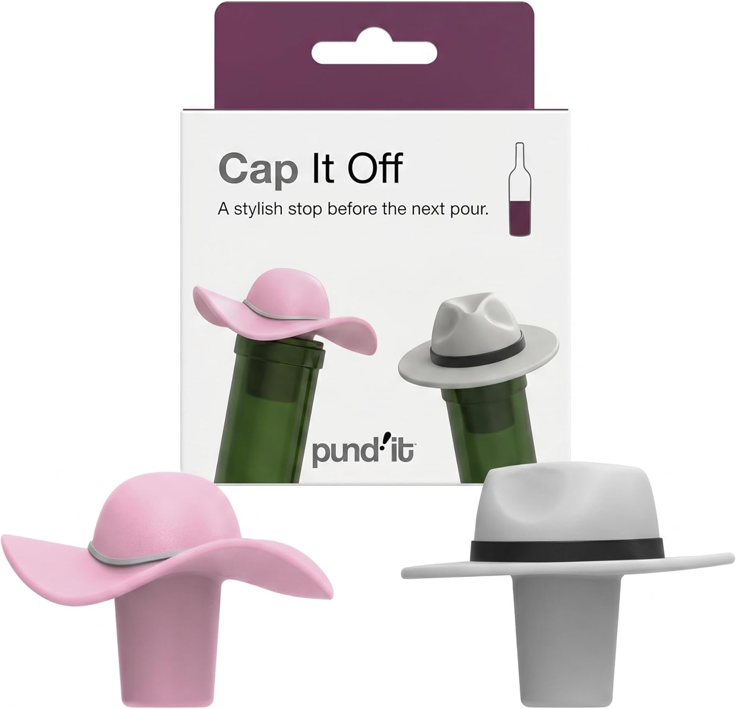 Pundit Cap It Off Wine Bottle Stoppers, Set of 2