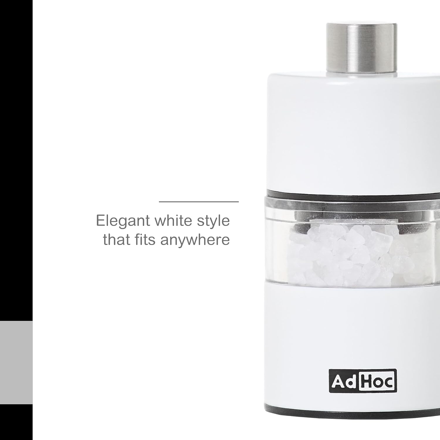 AdHoc Classic MiniMill Pepper / Salt Mill – White – 2.4" / 6.2 cm