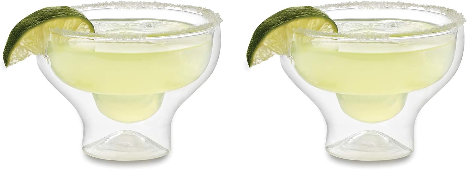 Outset Double Wall Margarita Glasses Set of 2 – Borosilicate Glass