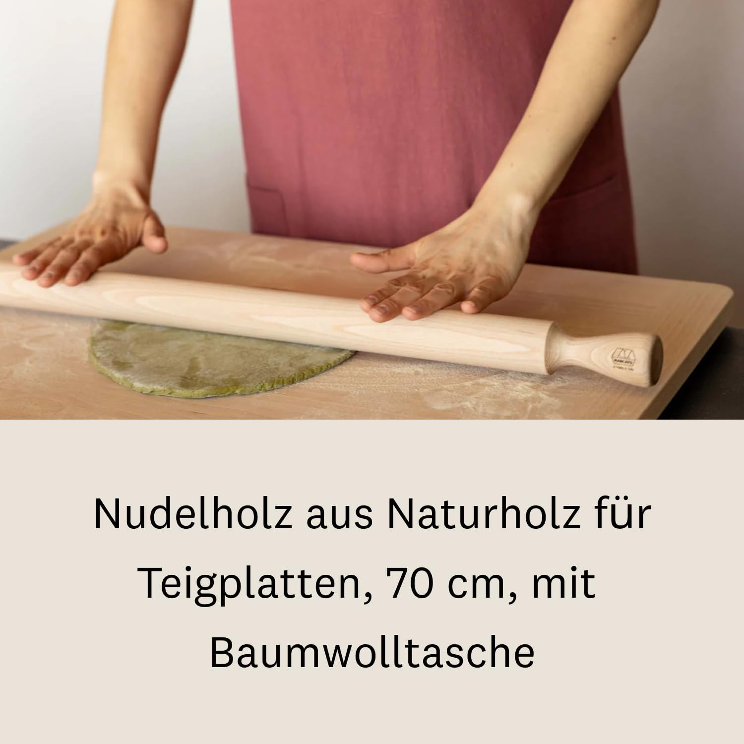Marcato Premium Classic Wooden Rolling Pin – 70 cm / 27.56"