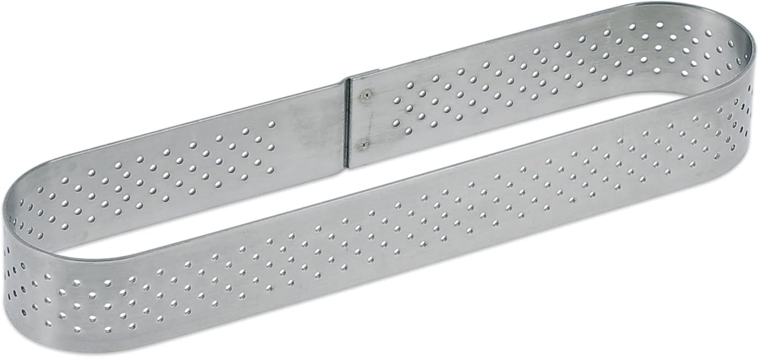 De Buyer Oblong Perforated Tart Ring – 14 x 3.5 cm – 2 cm High