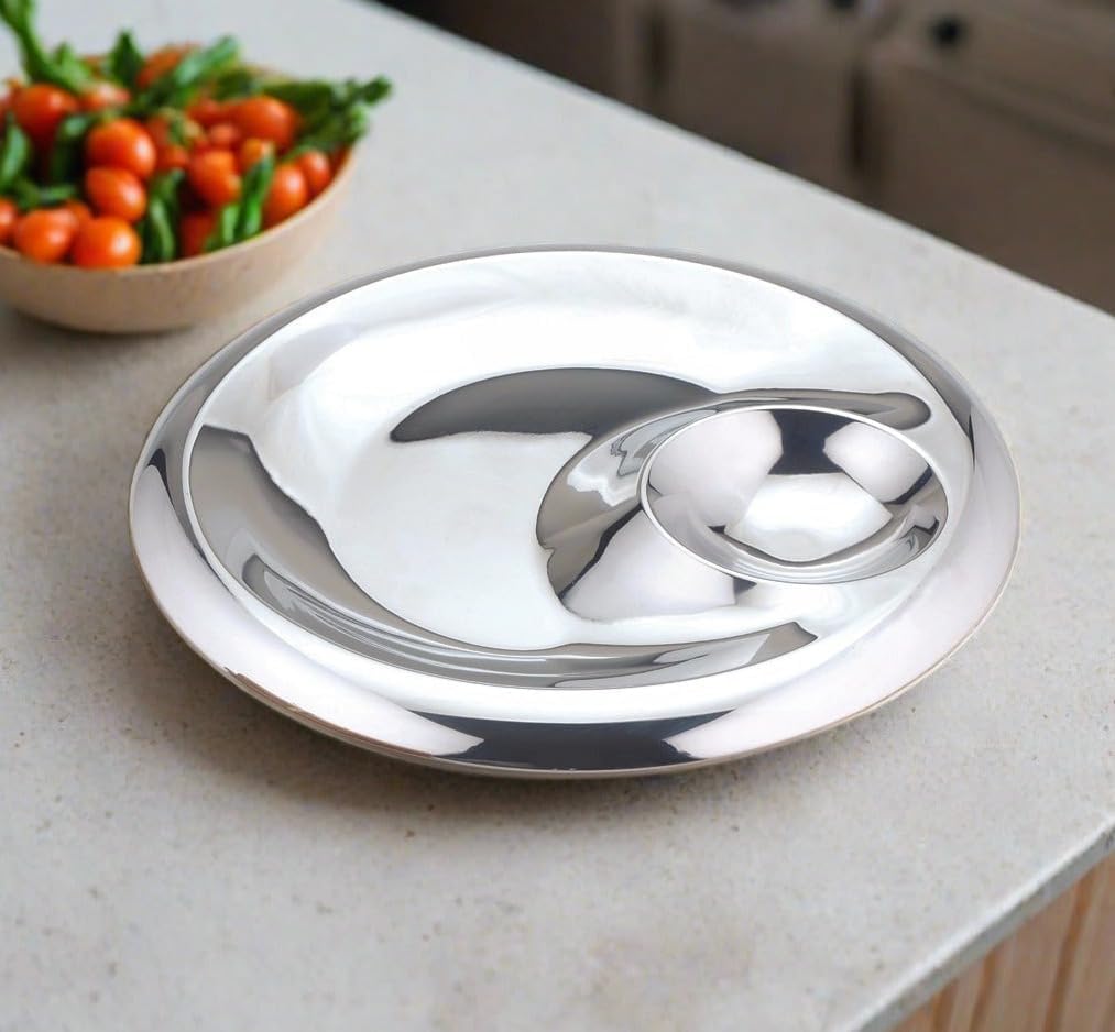 Cuisinox Stainless Steel Chip and Dip Platter – 34cm by Kitchen Niche