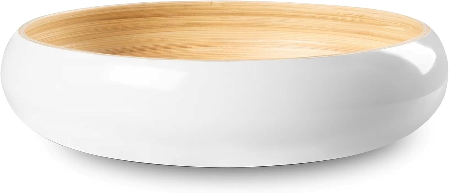 Joyce Chen Lexa Bamboo Fruit Bowl – White – 12 Inch