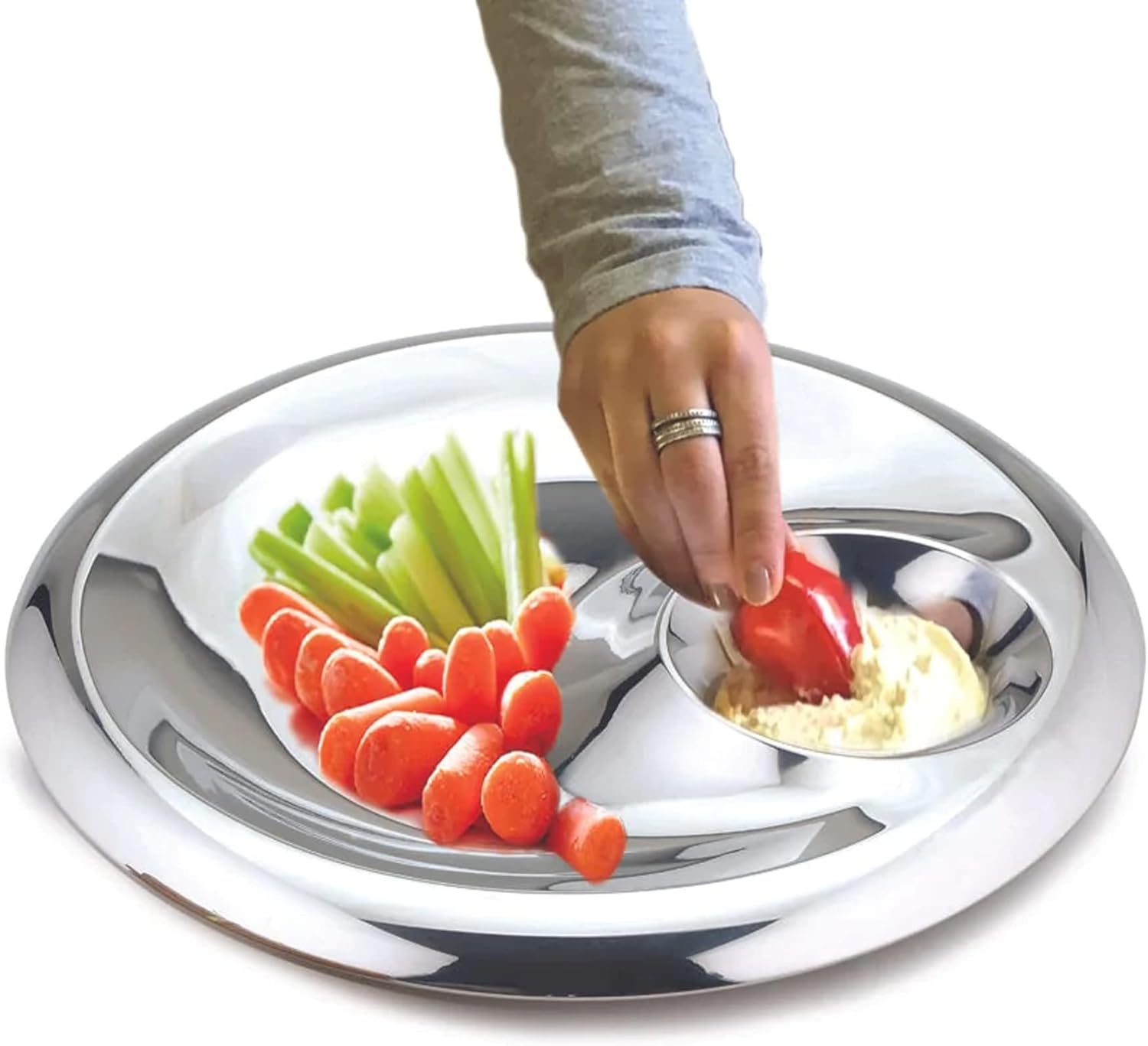 Cuisinox Stainless Steel Chip and Dip Platter – 34cm by Kitchen Niche