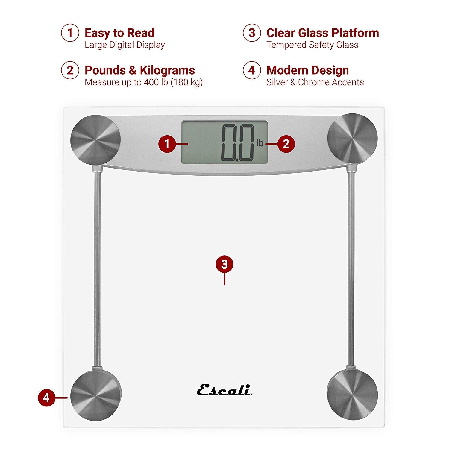 Escali Clear Glass Bathroom Scale