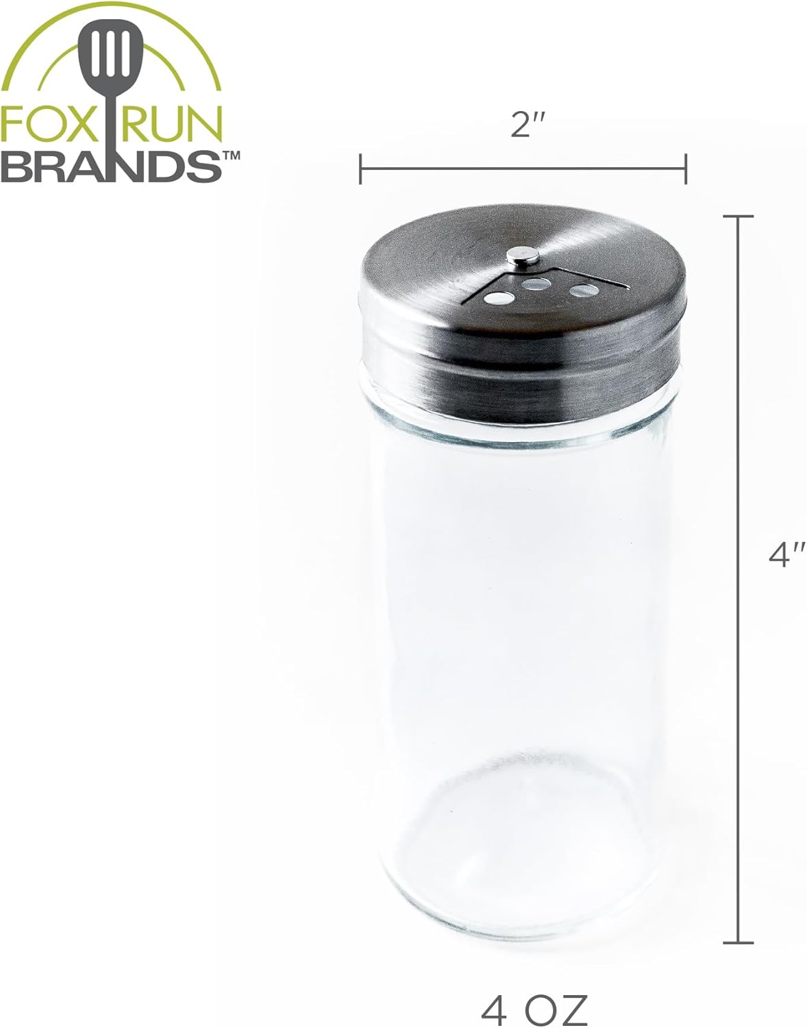 Fox Run Glass Spice Jar With Stainless Steel Shaker Lid