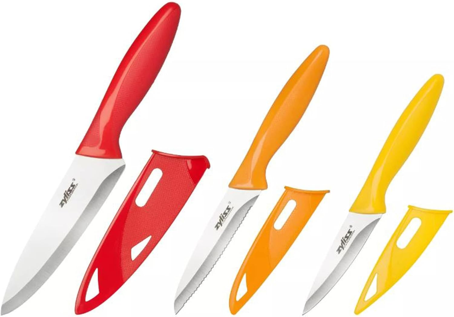 Zyliss Paring Knife Set – 3pc w/ Covers CDU (Paring / Serrated Paring / Utility) by Kitchen Niche