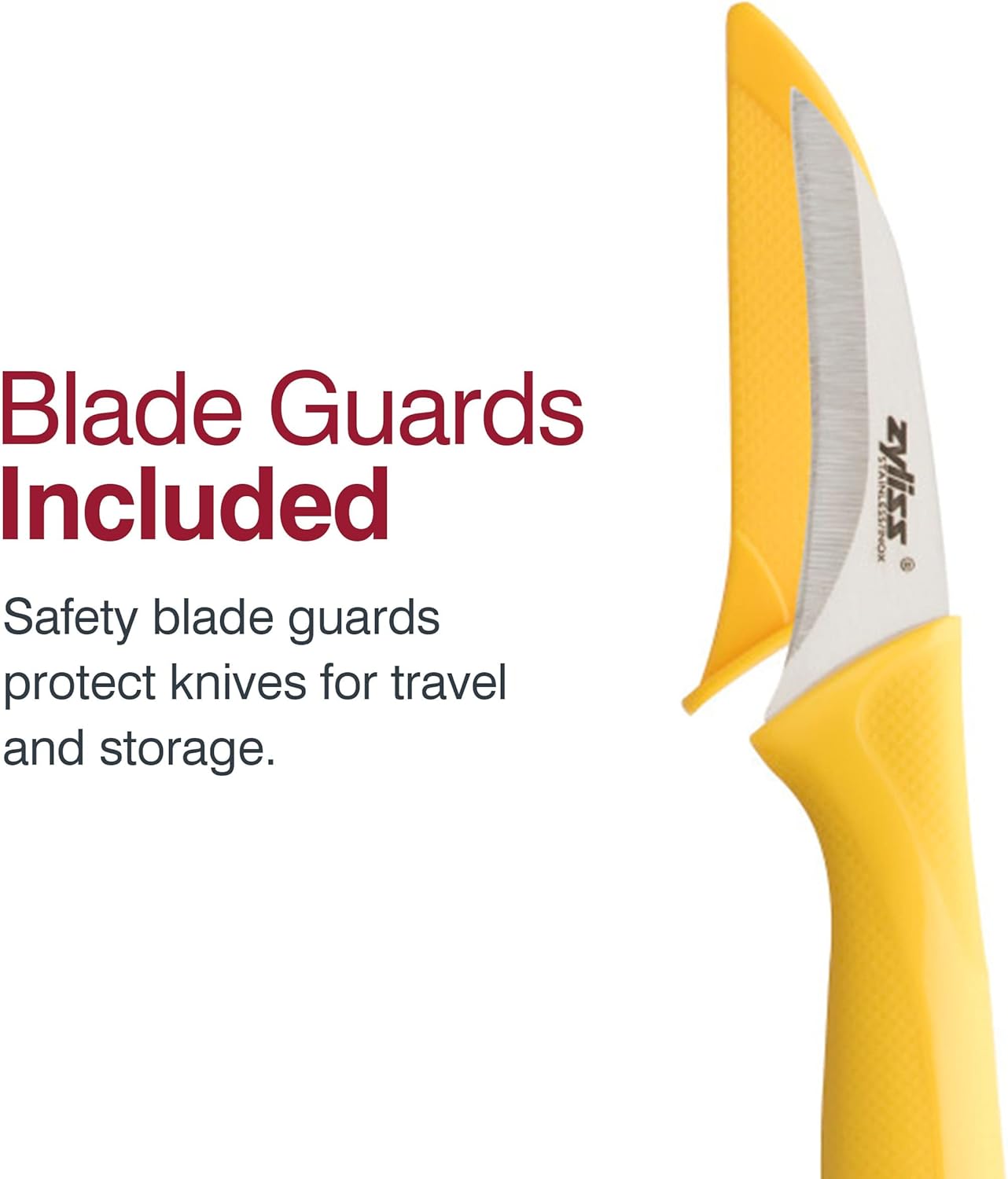 Zyliss Stainless Steel Knife Set – 6pc (Chef’s / Santoku / Utility / Serrated Paring / Paring / Peeler) by Kitchen Niche