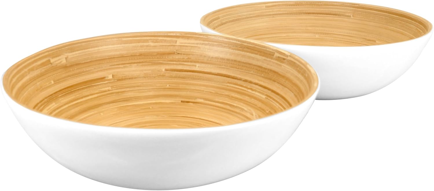 Joyce Chen Lexa Bamboo Salad Bowl – White – 12 Inch – Set of 2