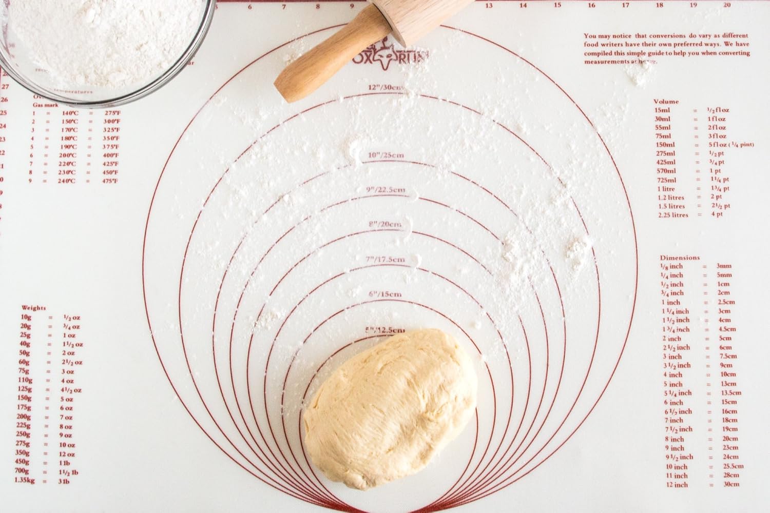 Fox Run 23.25" x 15.25" Silicone Baking Mat with Measurements