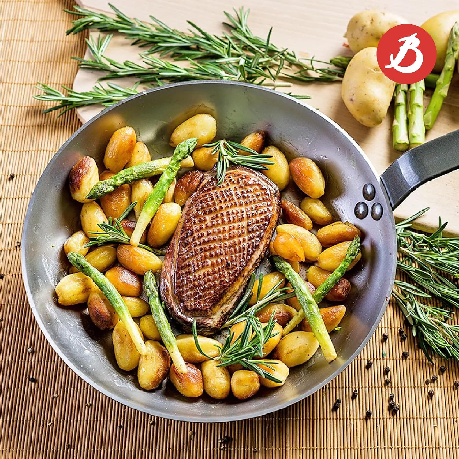 De Buyer Mineral B Element Round Grill Pan – 26 cm