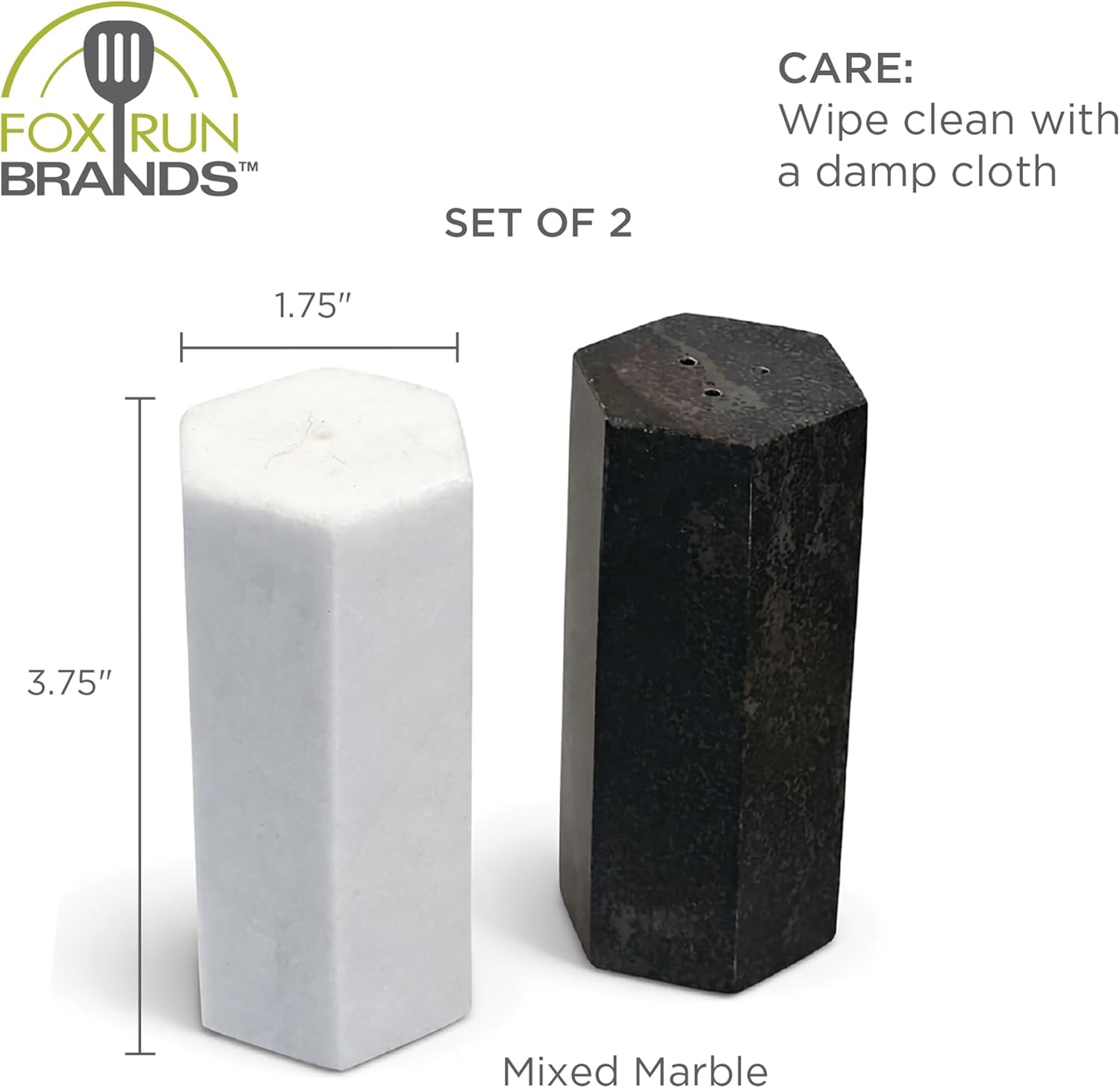 Fox Run Hexagon Marble Salt & Pepper Shaker Set