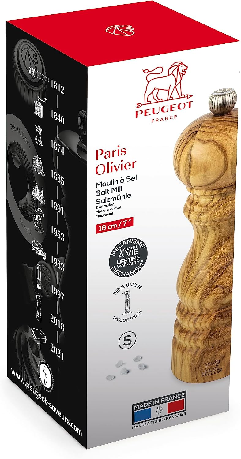 Peugeot Paris Olive Wood Salt Mill – 18 cm