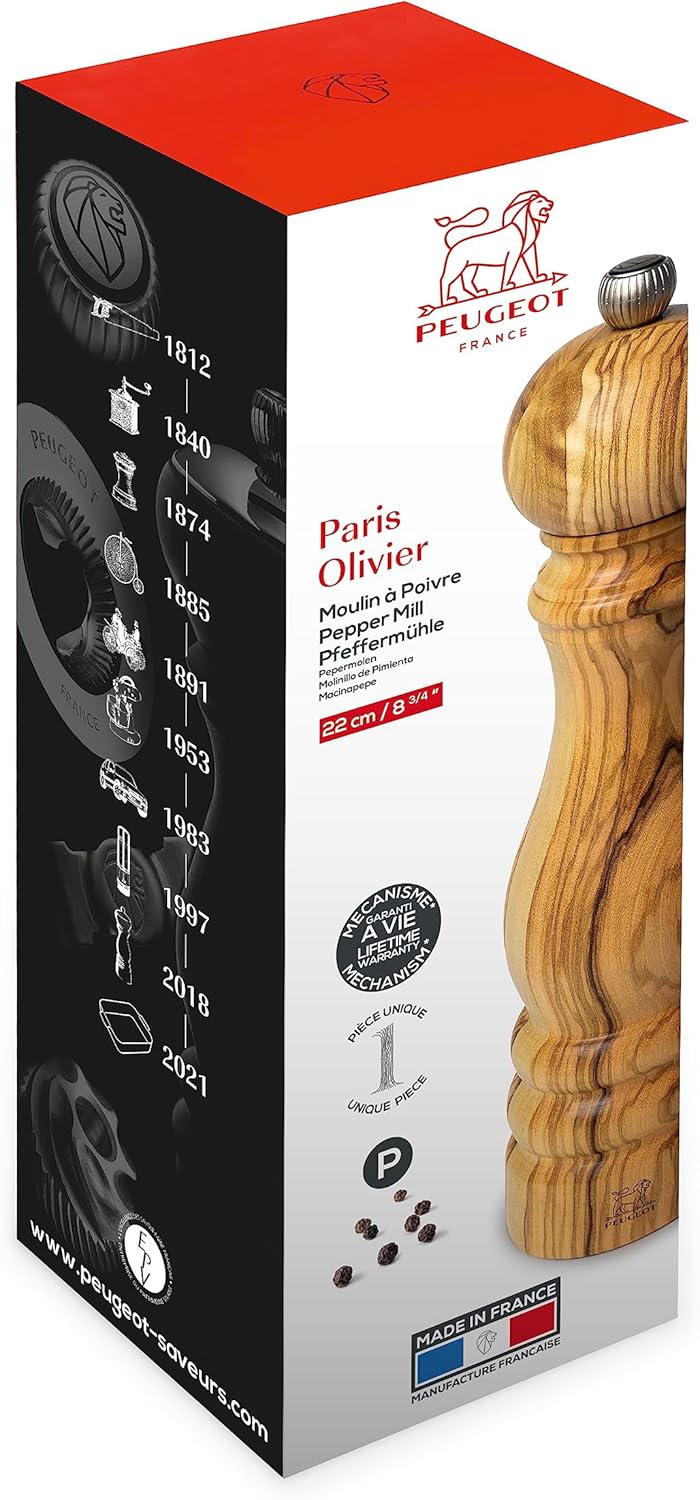 Peugeot Paris Olive Wood Pepper Mill – 22 cm