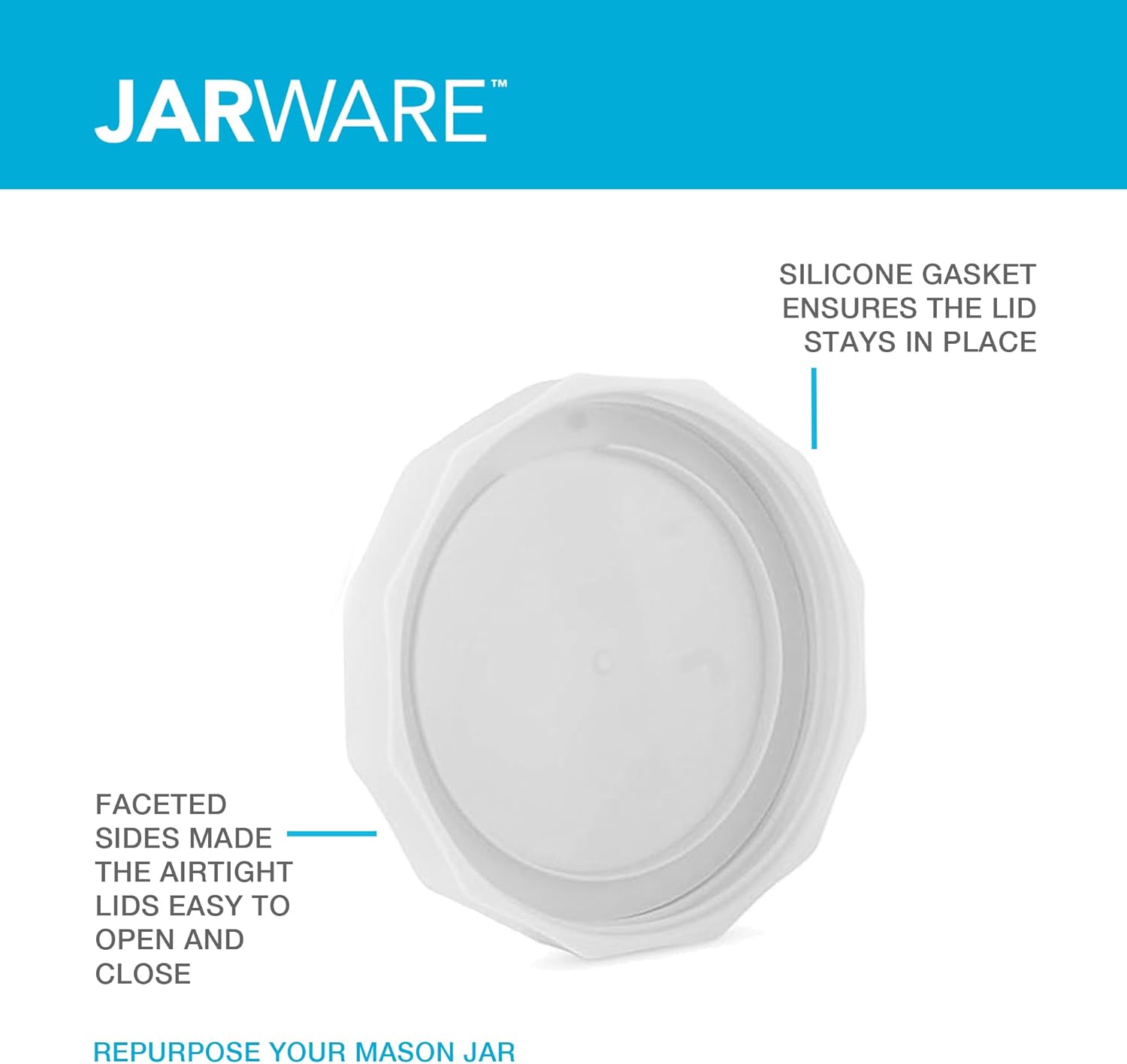 Jarware White Mason Jar Lids Set of 4