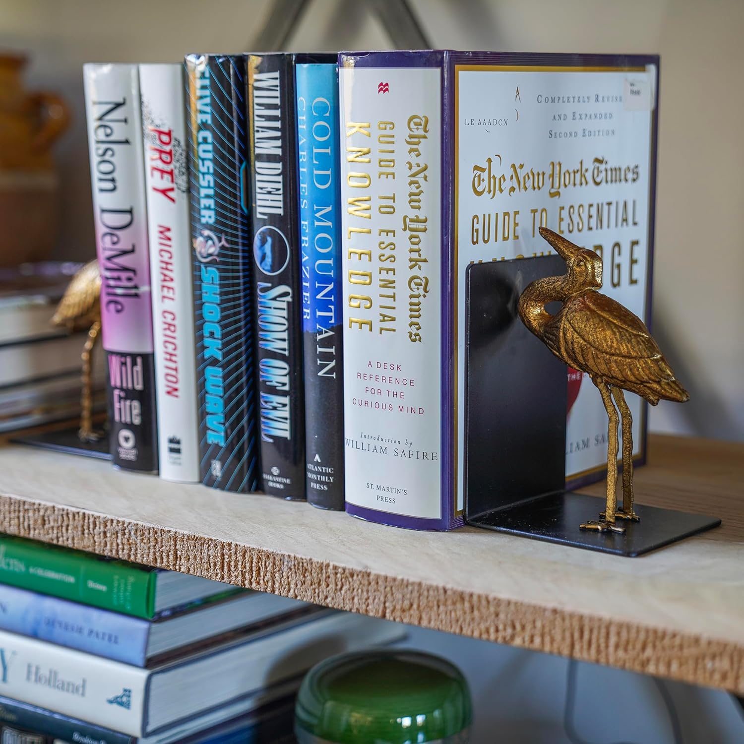 Fox Run Gold Crane Iron Bookends, Set of 2