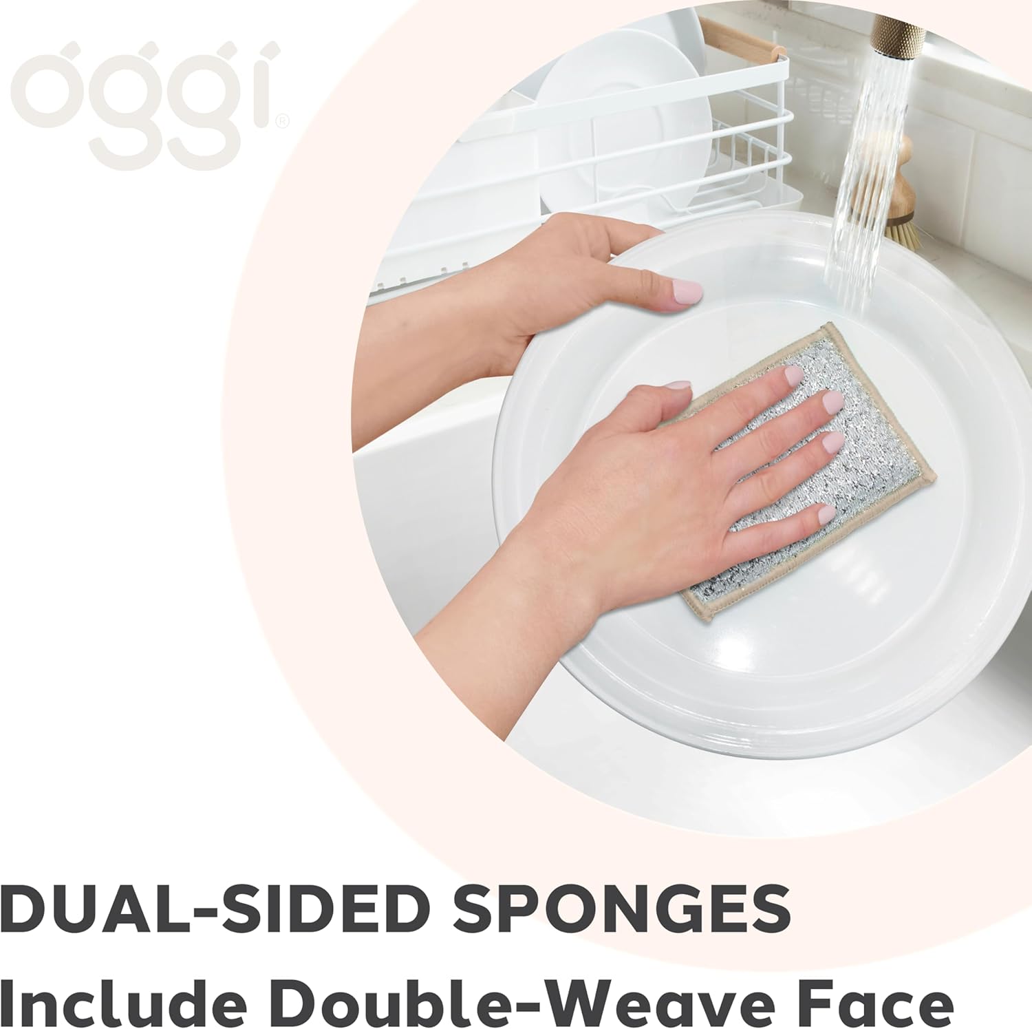 Oggi Set of 3 Khaki Bamboo Scrubbing Sponges