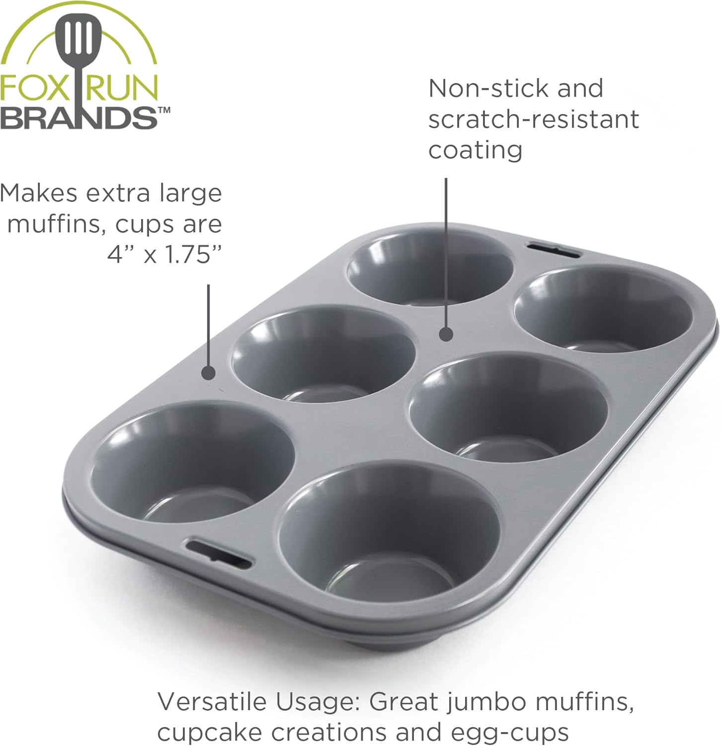 Fox Run Giant Muffin Pan – 6 Cup Non-Stick