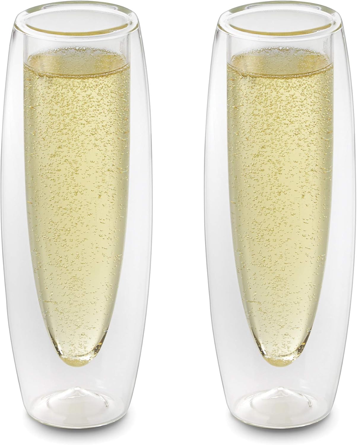 Outset Double Wall Stemless Champagne Flutes Set of 2 – Borosilicate
