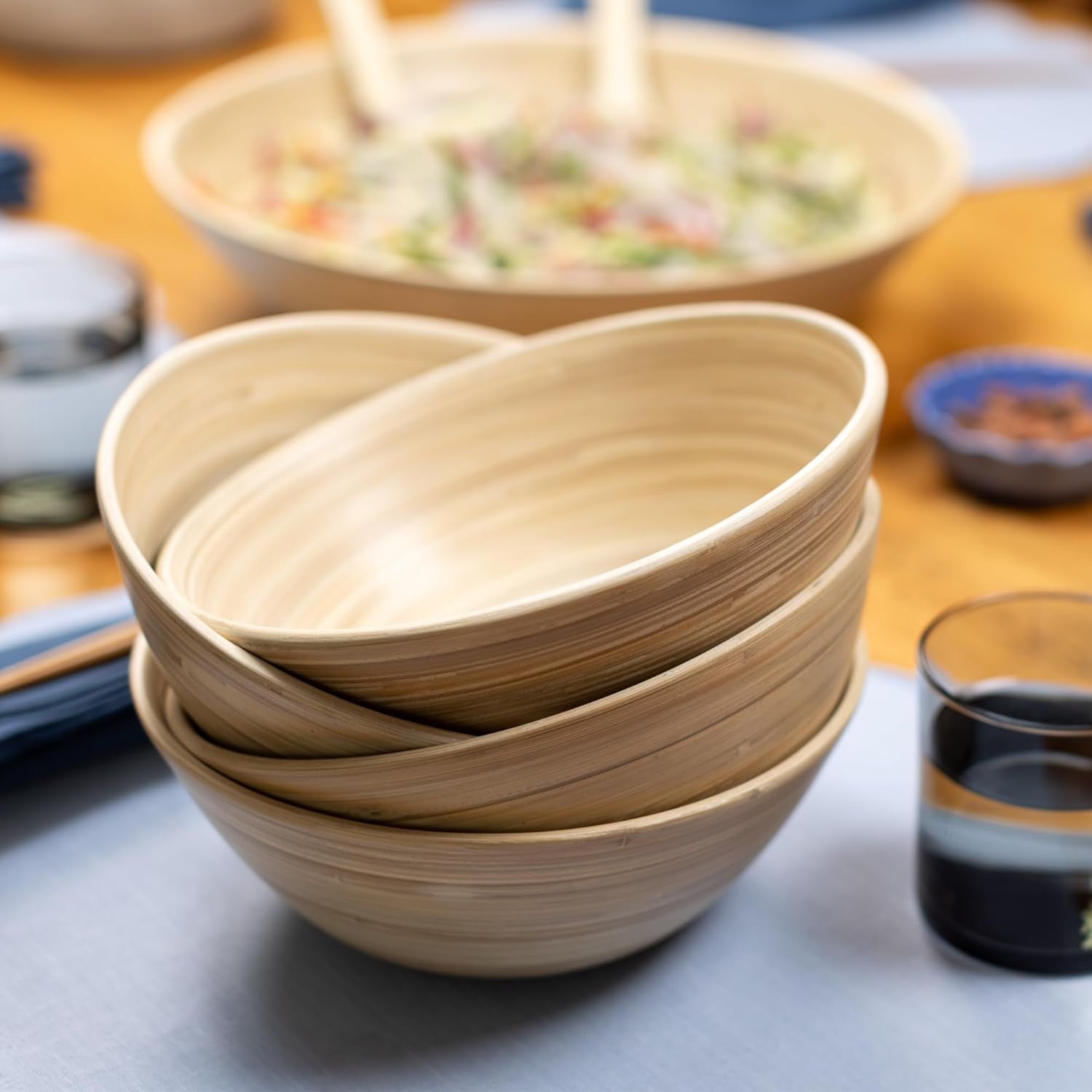 Joyce Chen Lexa Bamboo Salad Bowl Set – Natural – 8 Inch – Set of 4