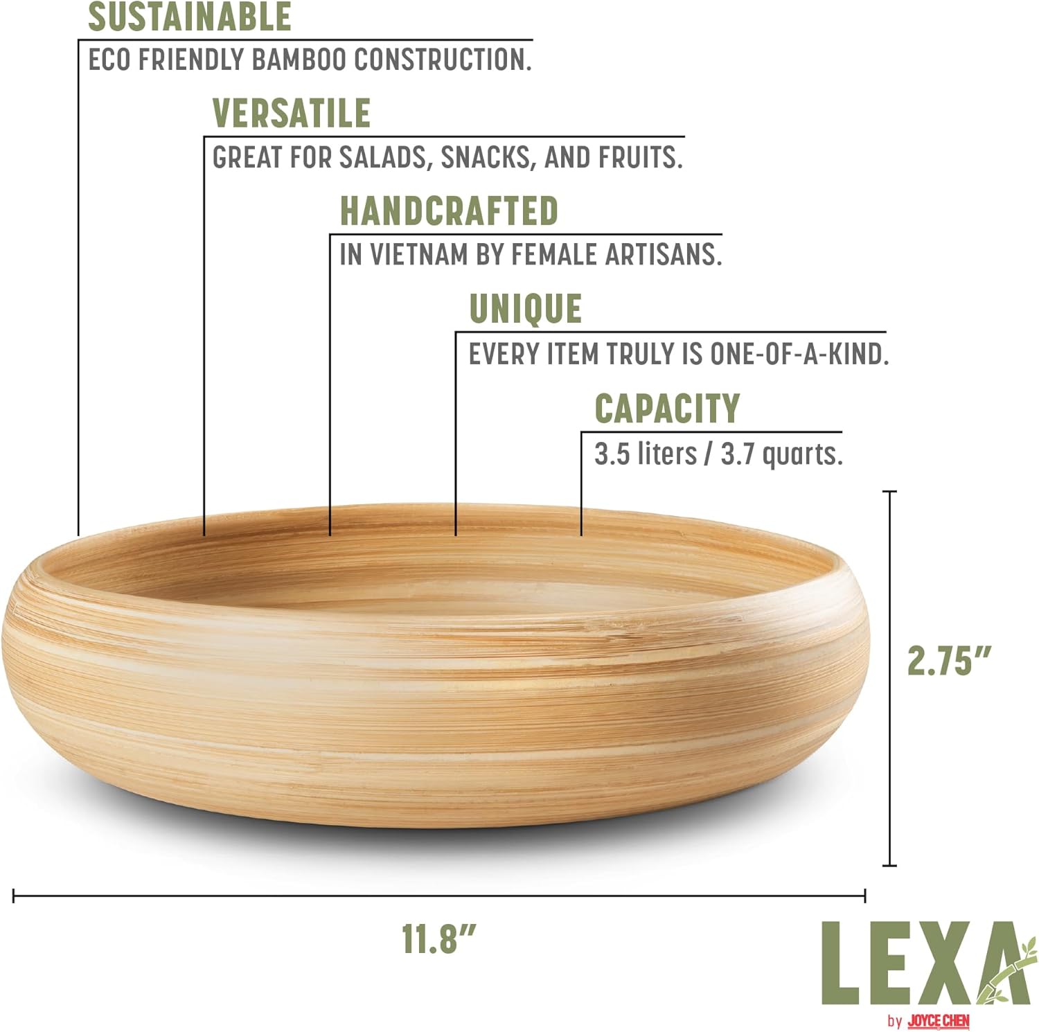 Joyce Chen Lexa Bamboo Fruit Bowl – Natural – 12 Inch