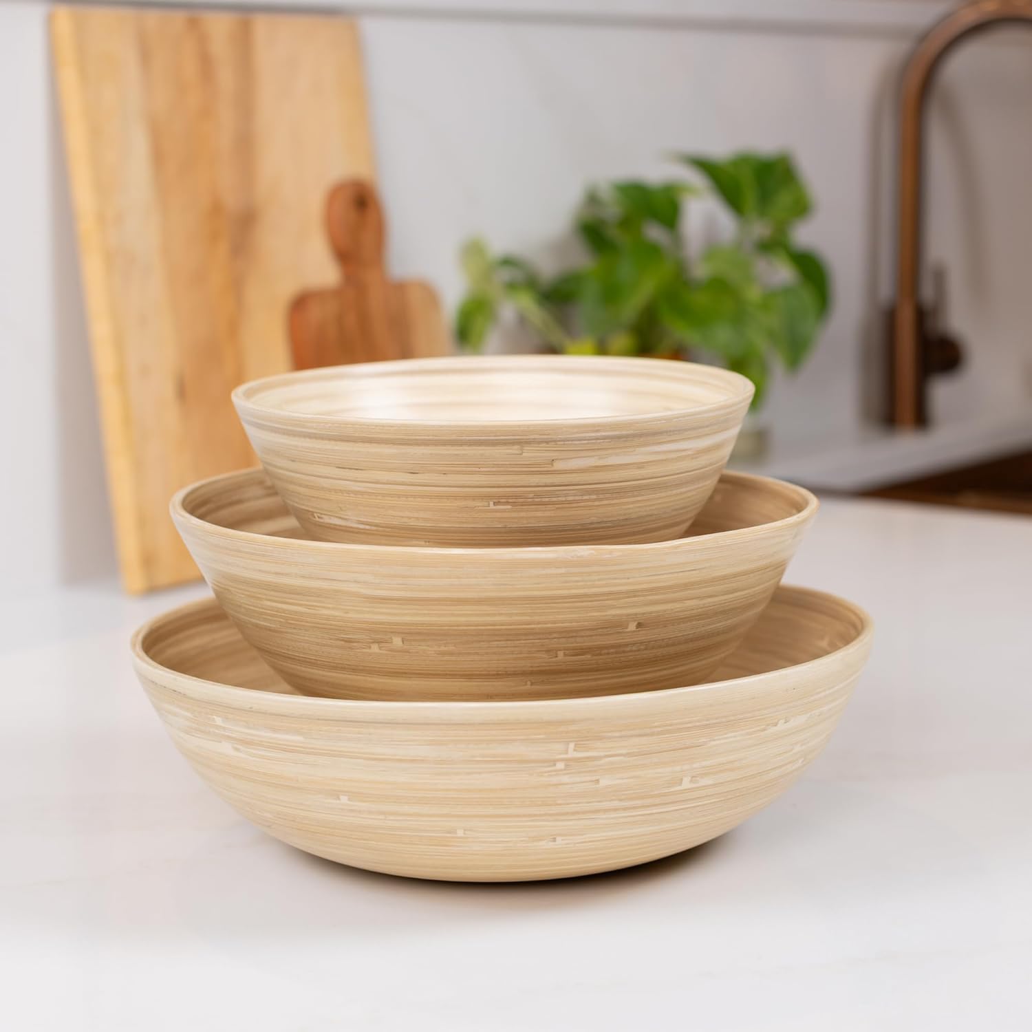 Joyce Chen Lexa Bamboo Bowl Set – Natural – 8, 10 & 12 Inch – Set of 3