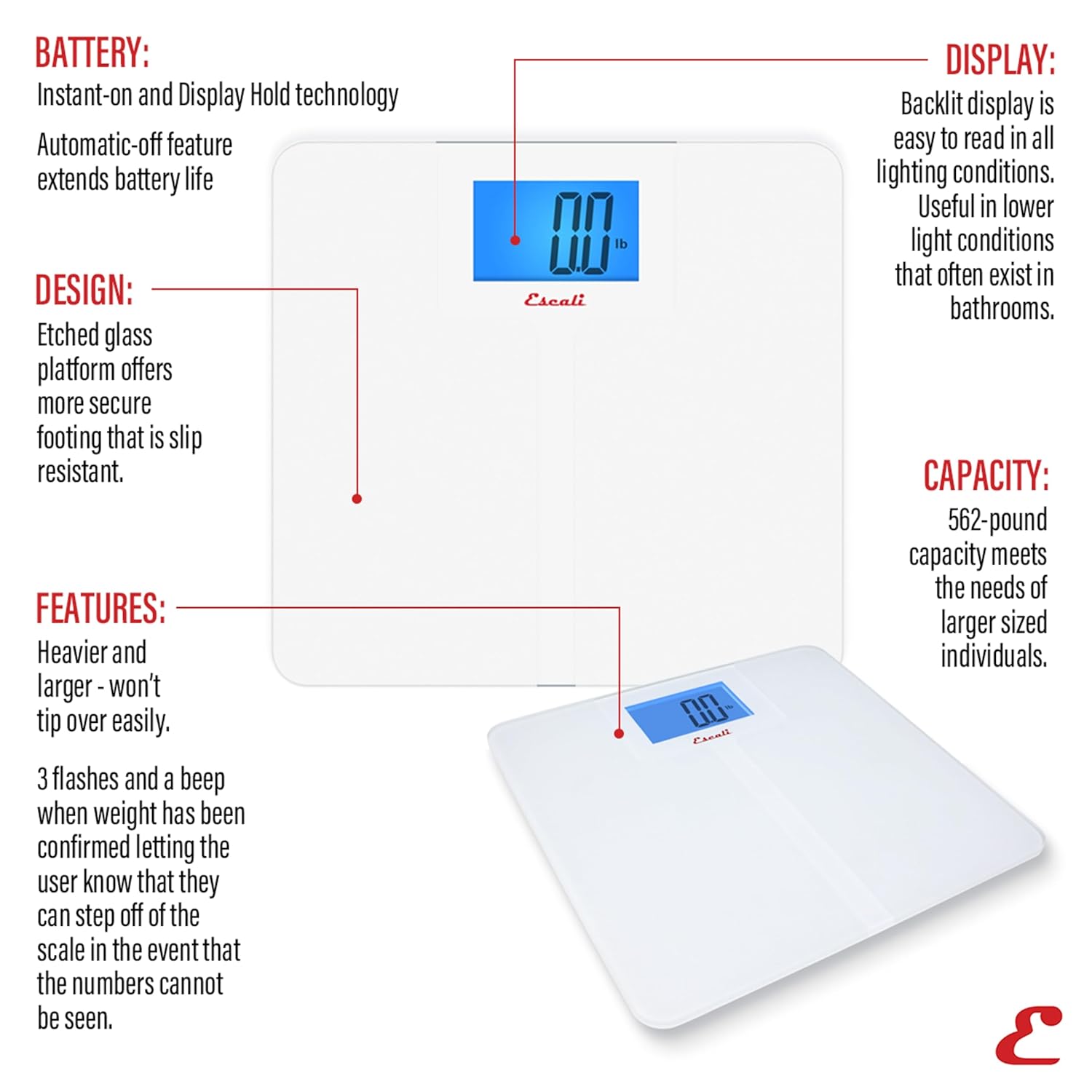 Escali High Capacity Anti-Slip Bathroom Scale