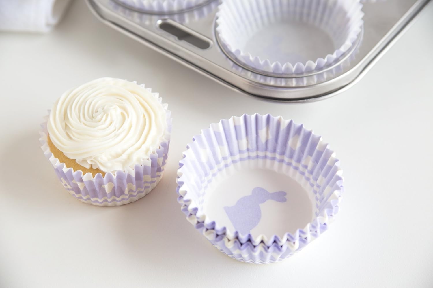 Fox Run Purple Gingham Bunny Baking Cup Set of 50