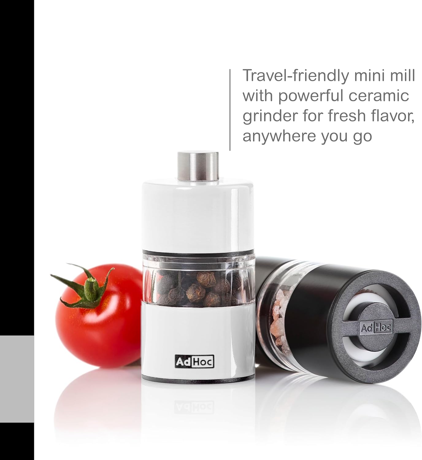 AdHoc Classic MiniMill Pepper / Salt Mill – White – 2.4" / 6.2 cm