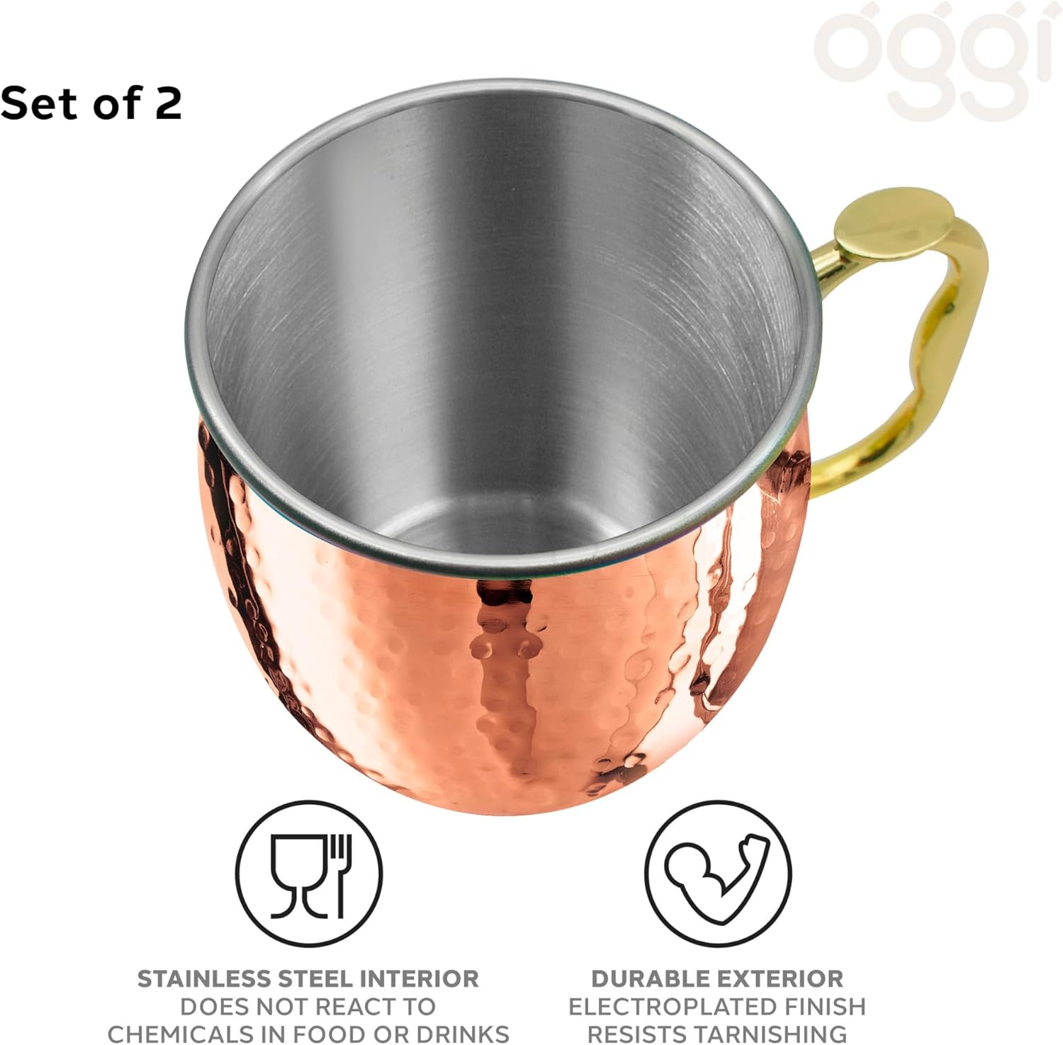 Oggi Set of 2 Mule Mugs – Copper