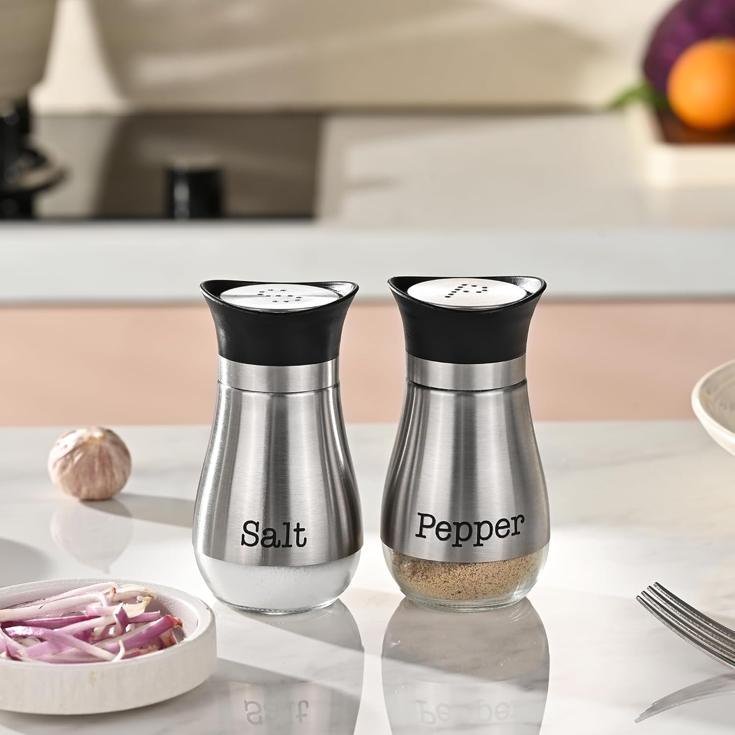 Fox Run Salt & Pepper Stainless Steel Shaker Set