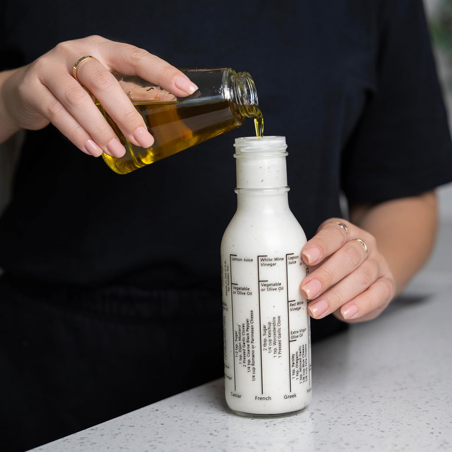 Fox Run Glass Salad Dressing Shaker Bottle