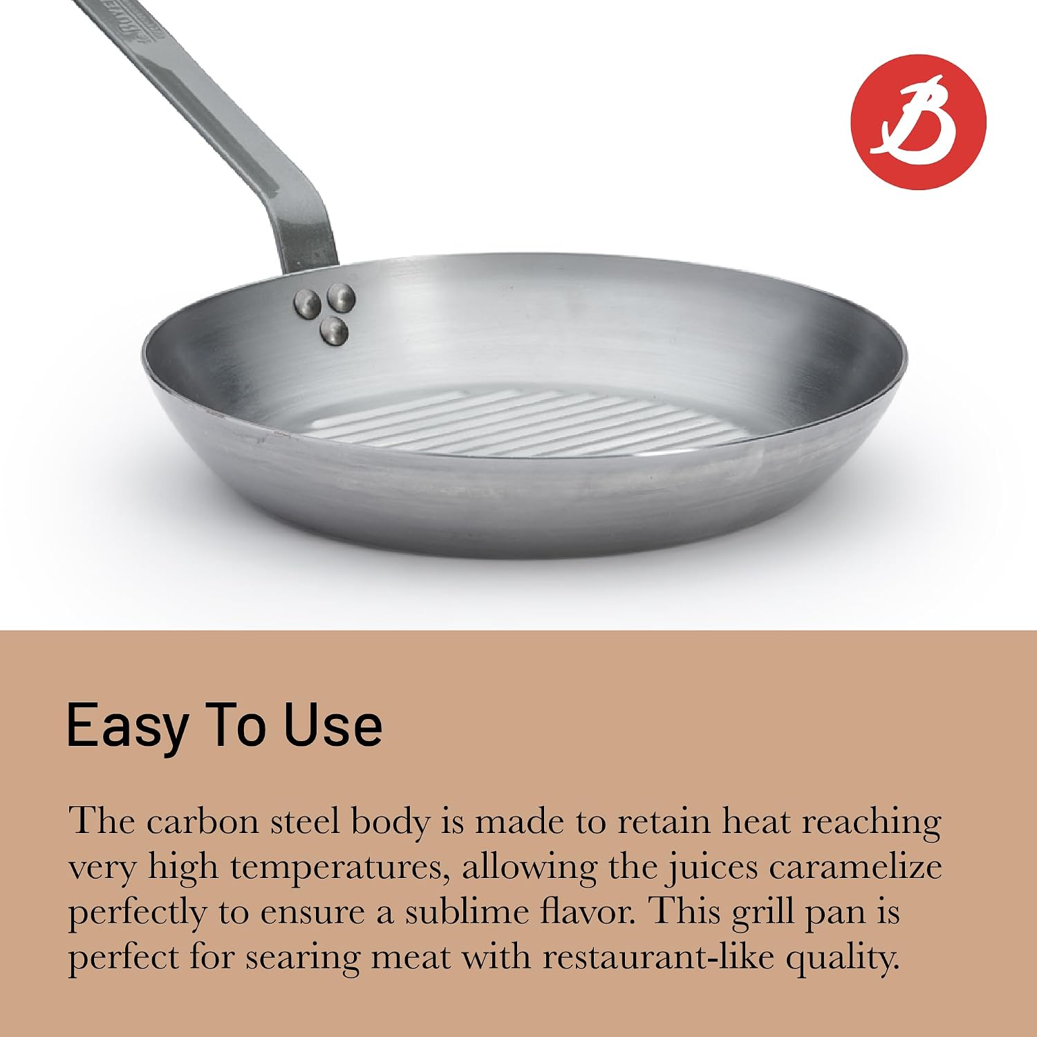 De Buyer 12.5" Mineral B Element Round Frying Grill Pan