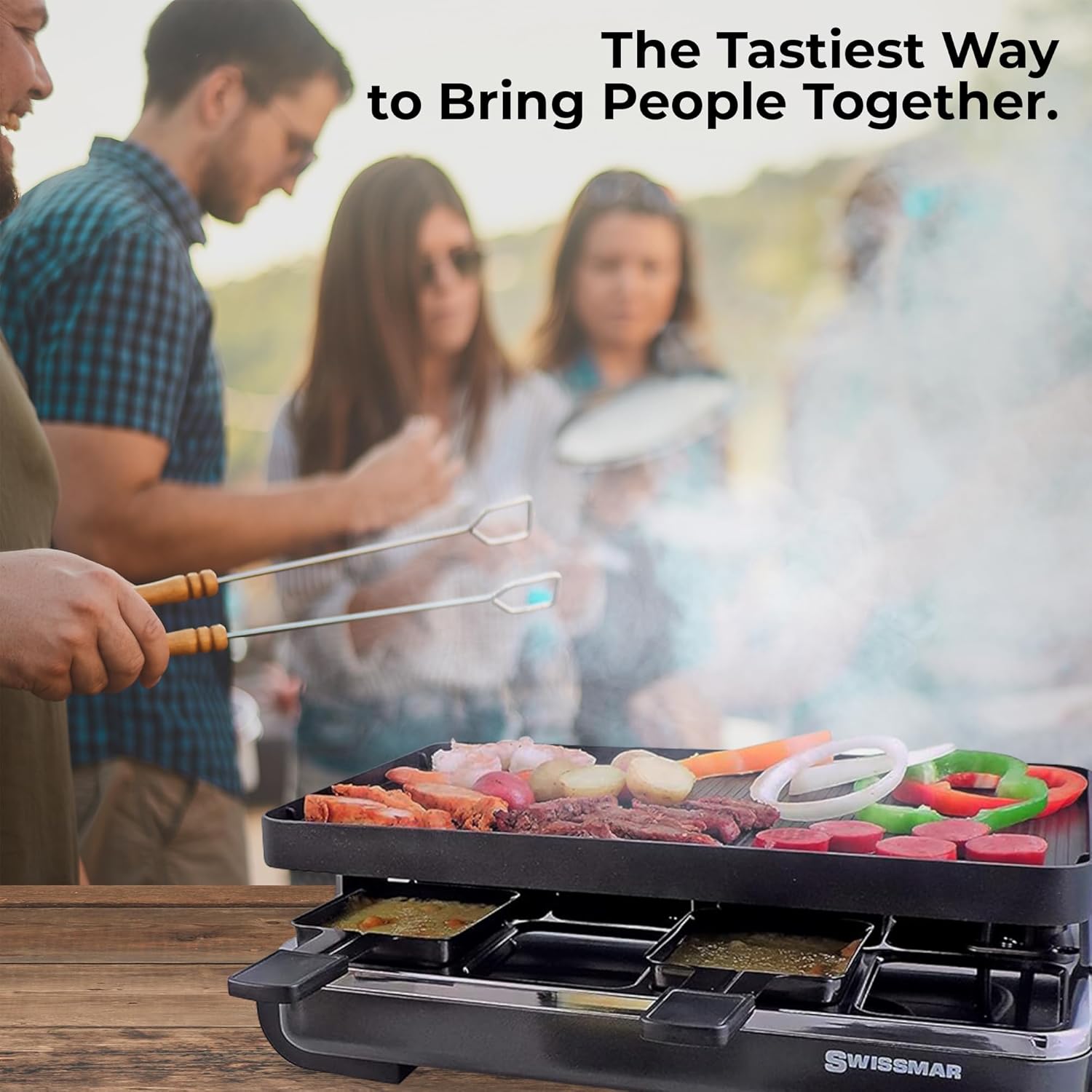 Swissmar Classic 8-Person Raclette Grill – Nonstick Aluminum Plate – Black by Kitchen Niche