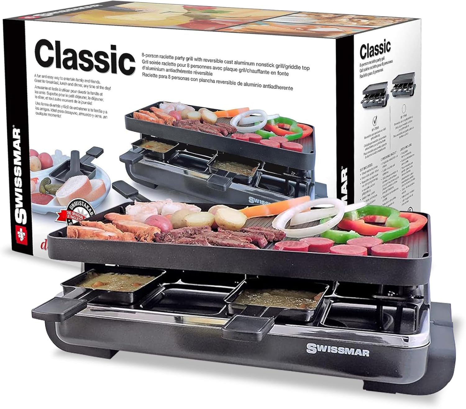 Swissmar Classic 8-Person Raclette Grill – Nonstick Aluminum Plate – Black by Kitchen Niche